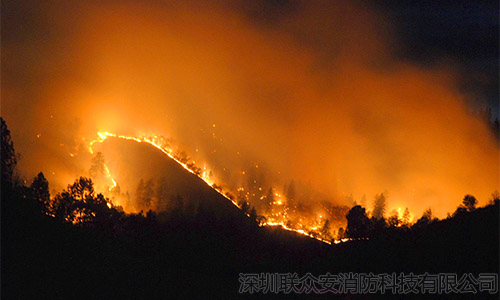 夜间森林火灾